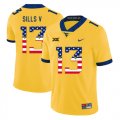 Wholesale Cheap West Virginia Mountaineers 13 David Sills V Yellow USA Flag College Football Jersey