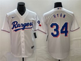 Men\'s Texas Rangers #34 Nolan Ryan White Cool Base Stitched Baseball Jersey