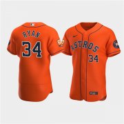 Wholesale Cheap Men's Houston Astros #34 Nolan Ryan Orange 60th Anniversary Flex Base Stitched Baseball Jersey