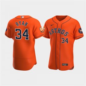 Wholesale Cheap Men\'s Houston Astros #34 Nolan Ryan Orange 60th Anniversary Flex Base Stitched Baseball Jersey