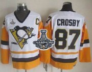 Wholesale Cheap Penguins #87 Sidney Crosby White/Black CCM Throwback 2017 Stanley Cup Finals Champions Stitched NHL Jersey