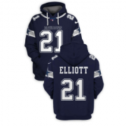Wholesale Cheap Men's Dallas Cowboys #21 Ezekiel Elliott Navy 2021 Pullover Hoodie