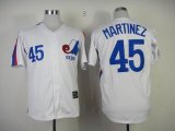 Wholesale Cheap Mitchell And Ness Expos #45 Pedro Martinez White Throwback Stitched MLB Jersey
