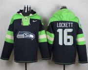Wholesale Cheap Nike Seahawks #16 Tyler Lockett Steel Blue Player Pullover NFL Hoodie