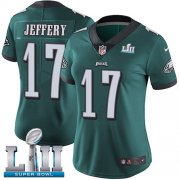 Wholesale Cheap Nike Eagles #17 Alshon Jeffery Midnight Green Team Color Super Bowl LII Women's Stitched NFL Vapor Untouchable Limited Jersey