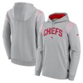Wholesale Cheap Mens Kansas City Chiefs Gray Sideline Stack Performance Pullover Hoodie