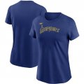 Wholesale Cheap Seattle Mariners Nike Women's Cooperstown Collection Wordmark T-Shirt Royal