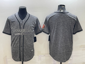 Wholesale Cheap Men\'s Cincinnati Bengals Blank Grey Gridiron Cool Base Stitched Baseball Jersey
