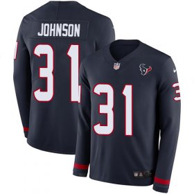 Wholesale Cheap Nike Texans #31 David Johnson Navy Blue Team Color Men\'s Stitched NFL Limited Therma Long Sleeve Jersey