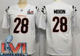 Wholesale Cheap Men\'s Cincinnati Bengals #28 Joe Mixon Limited White 2022 Super Bowl LVI Bound Vapor Jersey
