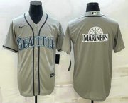 Cheap Men's Seattle Mariners Big Logo Gray Stitched MLB Cool Base Jersey