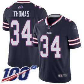 Wholesale Cheap Nike Bills #34 Thurman Thomas Navy Men\'s Stitched NFL Limited Inverted Legend 100th Season Jersey