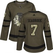 Wholesale Cheap Adidas Blackhawks #7 Brent Seabrook Green Salute to Service Women's Stitched NHL Jersey