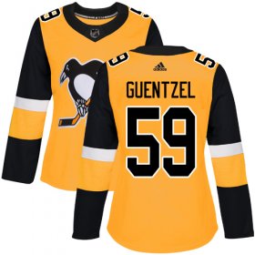 Wholesale Cheap Adidas Penguins #59 Jake Guentzel Gold Alternate Authentic Women\'s Stitched NHL Jersey