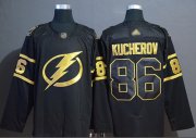 Wholesale Cheap Adidas Lightning #86 Nikita Kucherov Black/Gold Authentic Stitched NHL Jersey