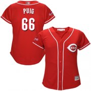 Wholesale Cheap Reds #66 Yasiel Puig Red Alternate Women's Stitched MLB Jersey