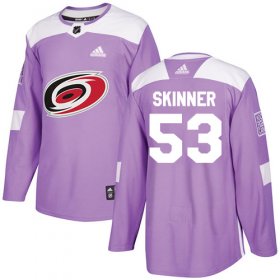 Wholesale Cheap Adidas Hurricanes #53 Jeff Skinner Purple Authentic Fights Cancer Stitched Youth NHL Jersey