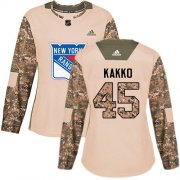 Wholesale Cheap Adidas Rangers #45 Kappo Kakko Camo Authentic 2017 Veterans Day Women's Stitched NHL Jersey