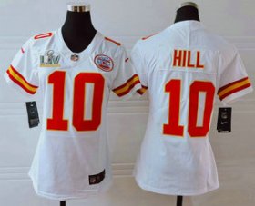 Wholesale Cheap Women\'s Kansas City Chiefs #10 Tyreek Hill White 2021 Super Bowl LV Vapor Untouchable Stitched Nike Limited NFL Jersey