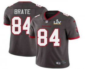Wholesale Cheap Men\'s Tampa Bay Buccaneers #84 Cameron Brate Grey 2021 Super Bowl LV Limited Stitched NFL Jersey