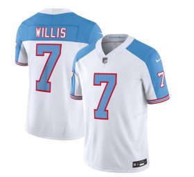 Wholesale Cheap Men\'s Tennessee Titans #7 Malik Willis White Blue 2023 F.U.S.E. Vapor Limited Throwback Football Stitched Jersey