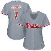 Wholesale Cheap Phillies #7 Maikel Franco Grey Road Women's Stitched MLB Jersey