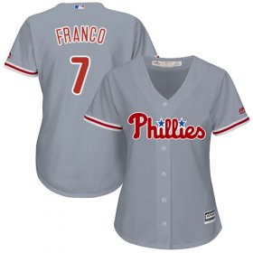 Wholesale Cheap Phillies #7 Maikel Franco Grey Road Women\'s Stitched MLB Jersey