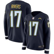Wholesale Cheap Nike Chargers #17 Philip Rivers Navy Blue Team Color Women's Stitched NFL Limited Therma Long Sleeve Jersey