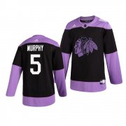 Wholesale Cheap Chicago Blackhawks #5 Connor Murphy Adidas Men's Hockey Fights Cancer Practice NHL Jersey Black