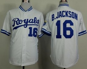 Wholesale Cheap Mitchell And Ness 1980 Royals #16 Bo Jackson White Stitched MLB Jersey