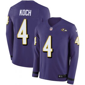 Wholesale Cheap Nike Ravens #4 Sam Koch Purple Team Color Men\'s Stitched NFL Limited Therma Long Sleeve Jersey