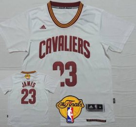 Wholesale Cheap Men\'s Cleveland Cavaliers #23 LeBron James Revolution 2015 The Finals New White Short-Sleeved Jersey