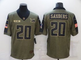 Wholesale Cheap Men\'s Detroit Lions #20 Barry Sanders Nike Olive 2021 Salute To Service Retired Player Limited Jersey