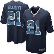 Wholesale Cheap Nike Cowboys #21 Ezekiel Elliott Navy Blue Team Color Men's Stitched NFL Limited Strobe Jersey