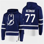 Wholesale Cheap Men's Tampa Bay Lightning #77 Victor Hedman Blue All Stitched Sweatshirt Hoodie