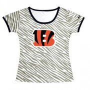 Wholesale Cheap Women's Cincinnati Bengals Sideline Legend Authentic Logo Zebra Stripes T-Shirt