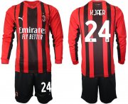 Wholesale Cheap Men 2021-2022 Club Ac Milan home red Long Sleeve 24 Soccer Jersey