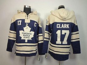 Wholesale Cheap Maple Leafs #17 Wendel Clark Blue Sawyer Hooded Sweatshirt Stitched NHL Jersey