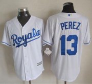 Wholesale Cheap Royals #13 Salvador Perez White New Cool Base Stitched MLB Jersey