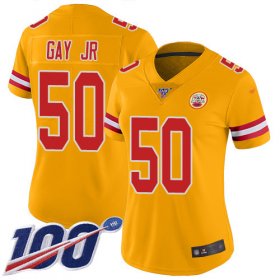 Wholesale Cheap Nike Chiefs #50 Willie Gay Jr. Gold Women\'s Stitched NFL Limited Inverted Legend 100th Season Jersey