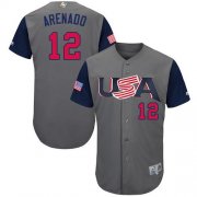 Wholesale Cheap Team USA #12 Nolan Arenado Gray 2017 World MLB Classic Authentic Stitched Youth MLB Jersey