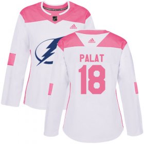 Cheap Adidas Lightning #18 Ondrej Palat White/Pink Authentic Fashion Women\'s Stitched NHL Jersey