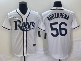 Wholesale Cheap Men\'s Tampa Bay Rays #56 Randy Arozarena White Stitched MLB Cool Base Nike Jersey