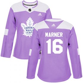 Wholesale Cheap Adidas Maple Leafs #16 Mitchell Marner Purple Authentic Fights Cancer Women\'s Stitched NHL Jersey