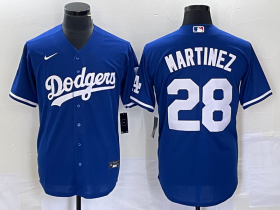 Wholesale Cheap Men\'s Los Angeles Dodgers #28 JD Martinez Blue Stitched Cool Base Nike Jersey