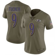 Wholesale Cheap Nike Ravens #9 Justin Tucker Olive Women's Stitched NFL Limited 2017 Salute to Service Jersey