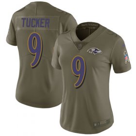 Wholesale Cheap Nike Ravens #9 Justin Tucker Olive Women\'s Stitched NFL Limited 2017 Salute to Service Jersey