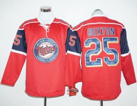 Wholesale Cheap Twins #25 Byron Buxton Red Long Sleeve Stitched MLB Jersey
