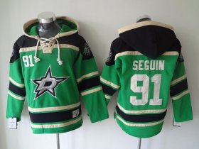 Wholesale Cheap Stars #91 Tyler Seguin Green Sawyer Hooded Sweatshirt Stitched NHL Jersey