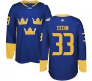 Wholesale Cheap Team Sweden #33 Henrik Sedin Blue 2016 World Cup Stitched NHL Jersey
